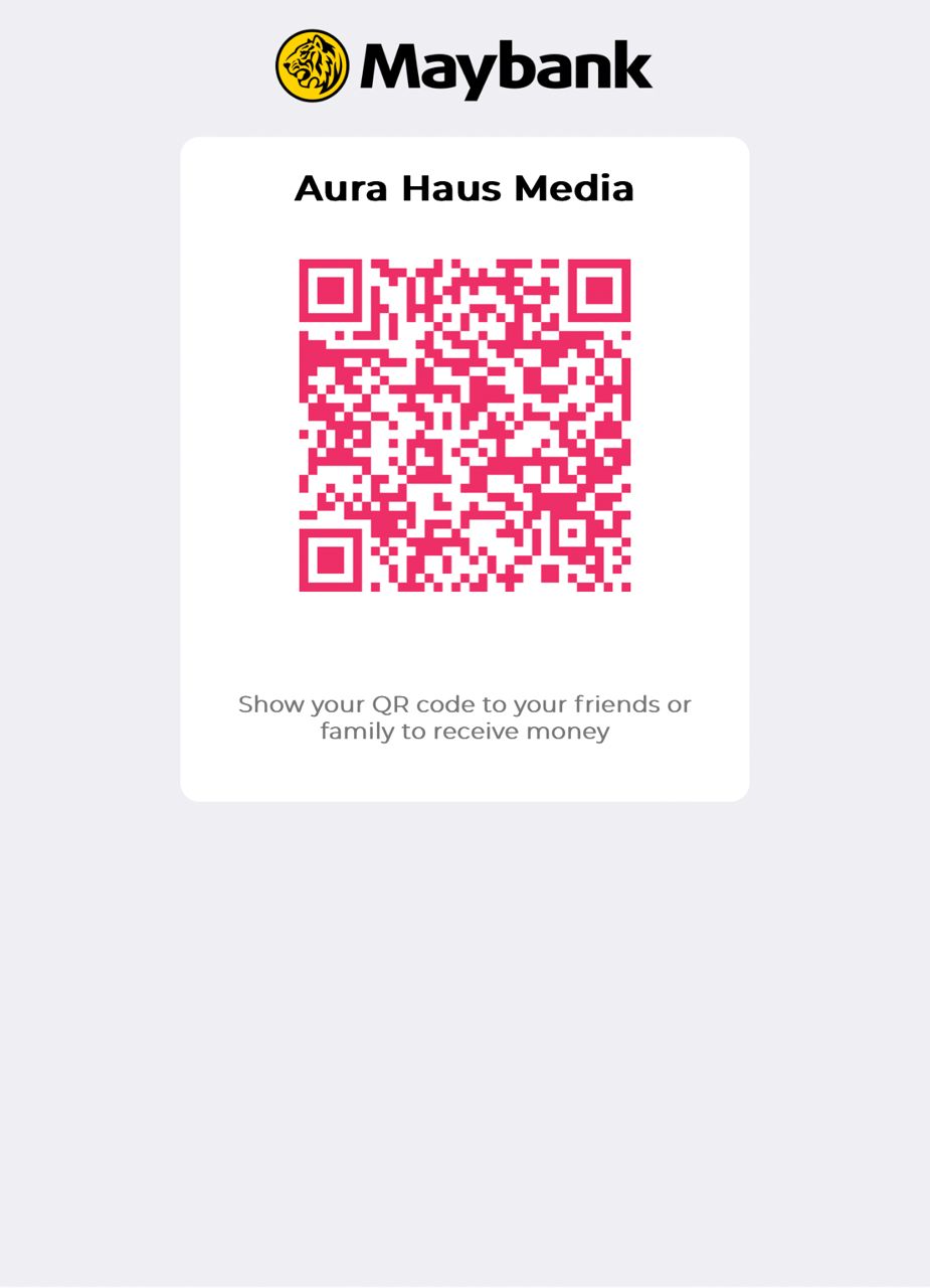 Maybank payment QR code for Aura Haus Media